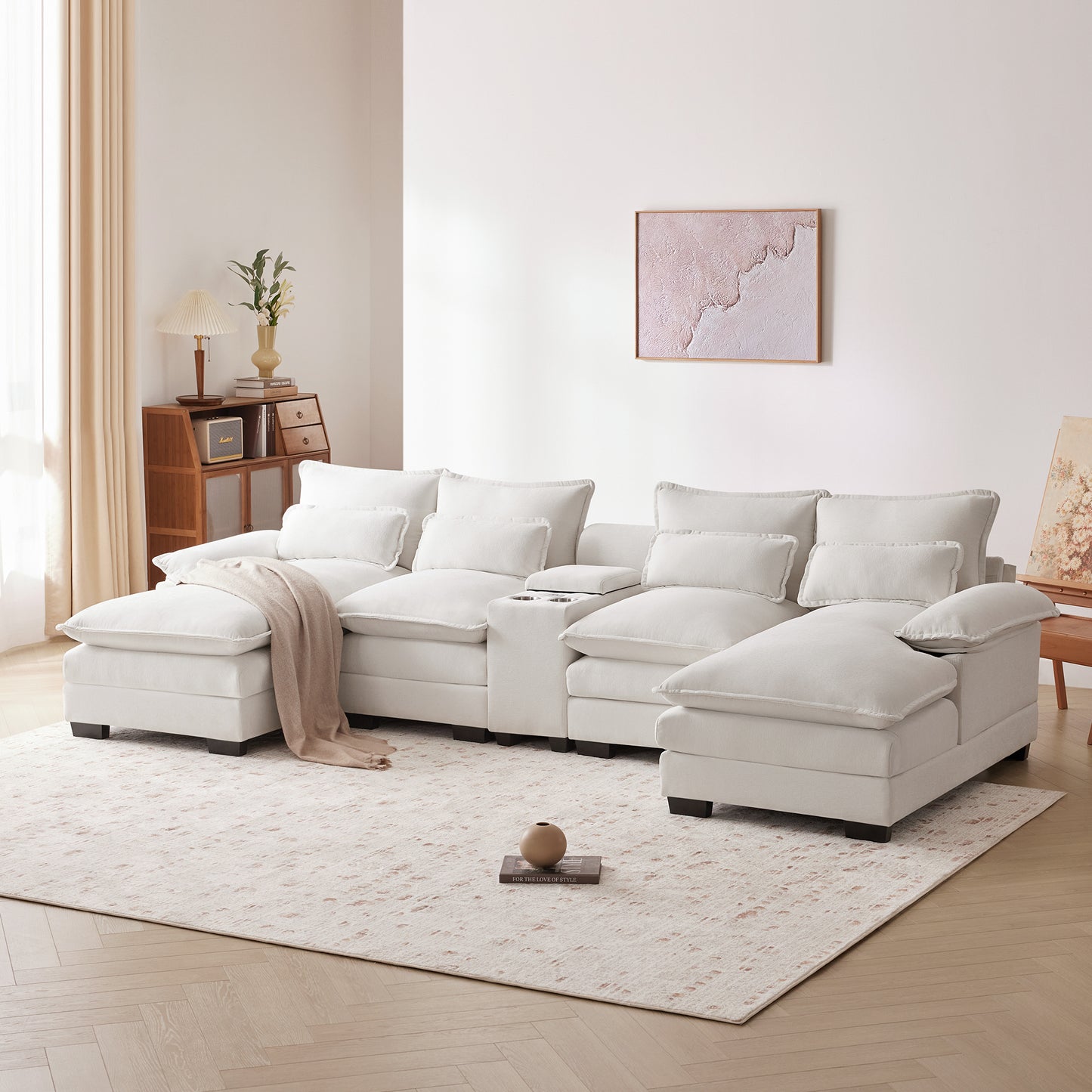 白色现代U型软包沙发【3.12m×1.40m】
