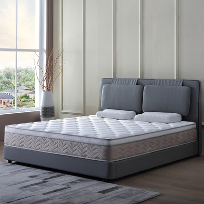 12-Inch Brown Medium Firm Hybrid Mattress【Queen Size】