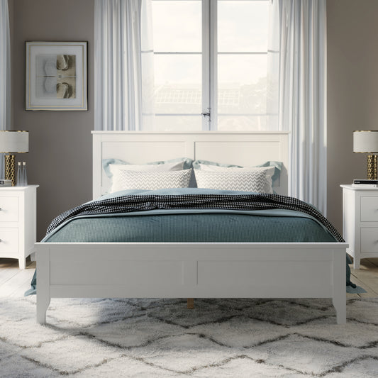 北欧原木风白色双人床【Queen Size】