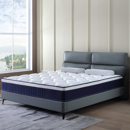 10-Inch Blue Medium Firm Hybrid Mattress【Full Size】
