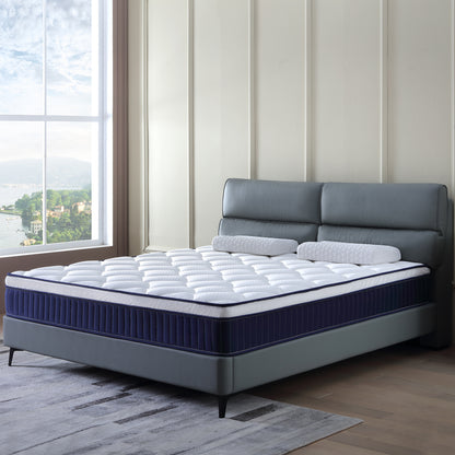 10-Inch Blue Medium Firm Hybrid Mattress【Queen Size】